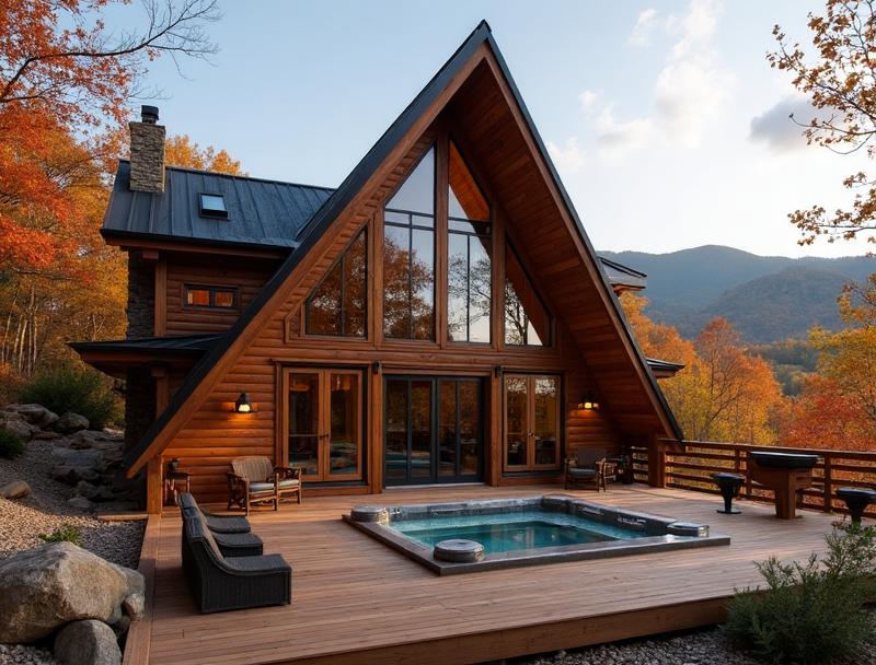 Cabin with hot tub